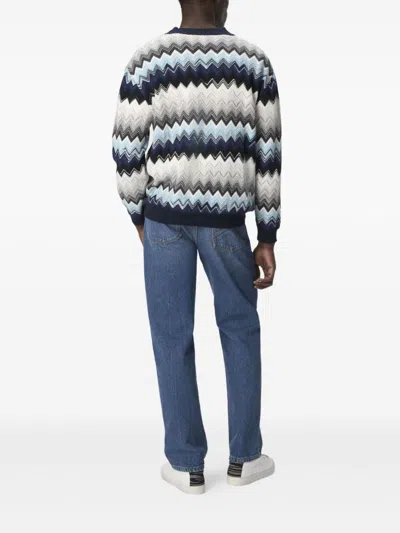 Missoni The Cardigan In Wool And Cotton With Zigzag In Multi