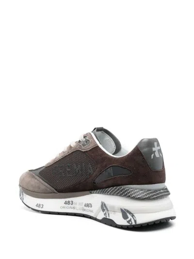 Premiata Moerun Sneakers In Brown Suede And Technical Fabric In Brown