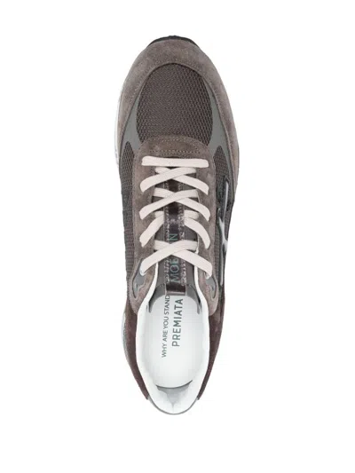 Premiata Moerun Sneakers In Brown Suede And Technical Fabric In Brown