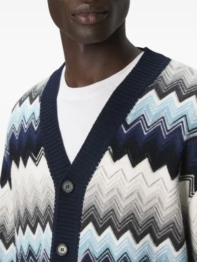 Missoni The Cardigan In Wool And Cotton With Zigzag In Multi