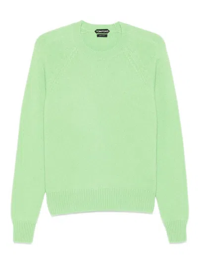Tom Ford Cashmere Crew Neck Sweater Long Sleeves In Green