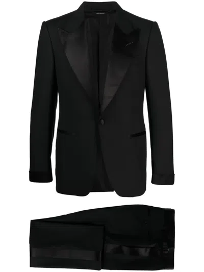Tom Ford Tailored Evening Suit Featuring Satin Lapels In Black