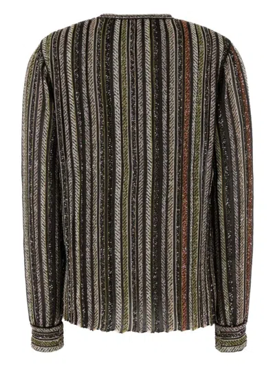 Missoni Knit Shirt Embroidered Striped Pattern In Brown