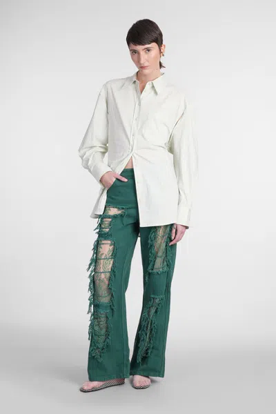 Christopher Esber Lace Jeans Featuring Distressed Finish In Green