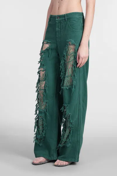 Christopher Esber Lace Jeans Featuring Distressed Finish In Green