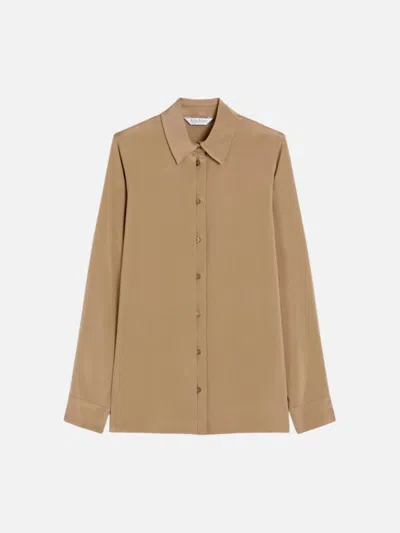 Max Mara Stretch Silk Cady Shirt In Brown