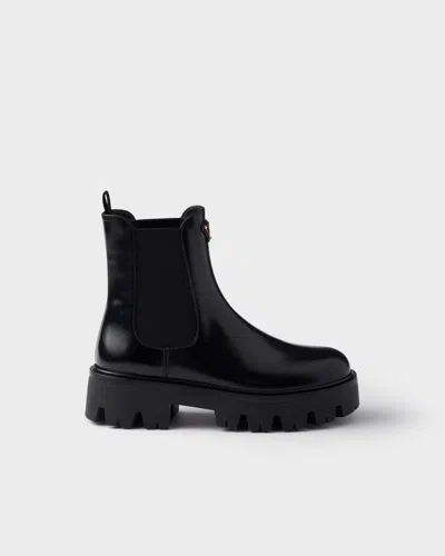 Prada 55mm Triangle-logo Chelsea Boots In Black