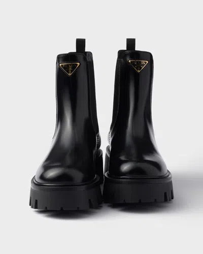 Prada 55mm Triangle-logo Chelsea Boots In Black