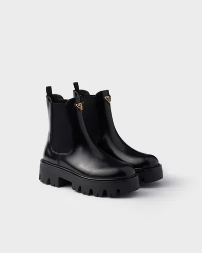 Prada 55mm Triangle-logo Chelsea Boots In Black