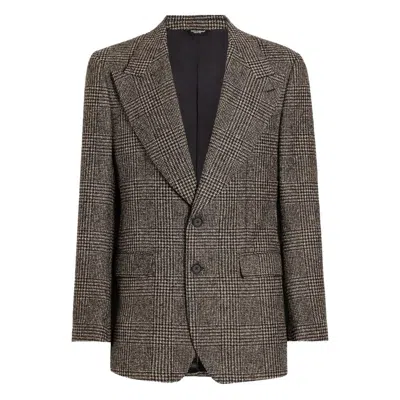 Dolce & Gabbana Single-breasted Felted Jacket In Brown