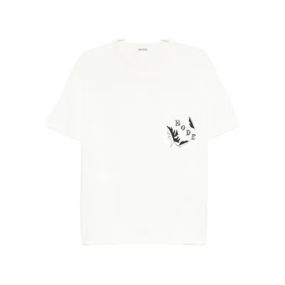 Bode Beaded Leaf Embellished Printed Cotton-jersey T-shirt In White