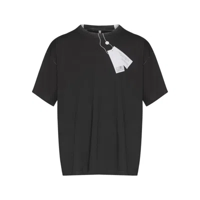 Mm6 Maison Margiela Two-tone Crewneck Short Sleeve T-shirt In Black