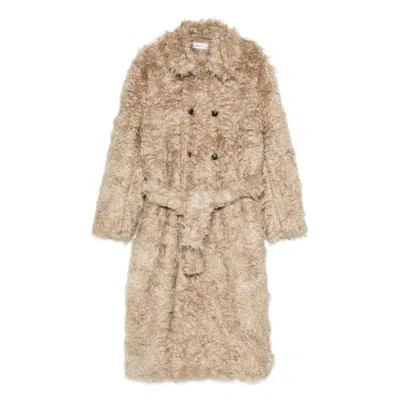 Ernest W Baker Double-breasted Belted Coat In Brown