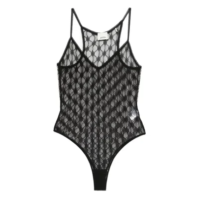 Isabel Marant Geometric-pattern Lace Bodysuit In Black