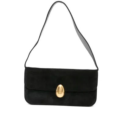 Neous Clasp-fastening Suede Shoulder Bag In Black