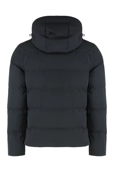 Paul & Shark Hooded Short Down Jacket In Blue