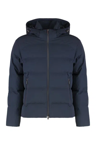 Paul & Shark Hooded Short Down Jacket In Blue