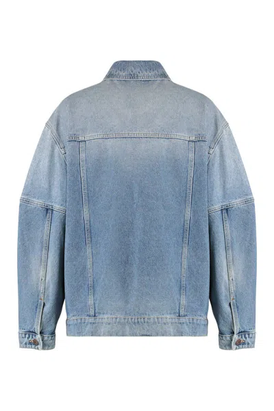 Moschino Patchwork Denim Jacket In Blue
