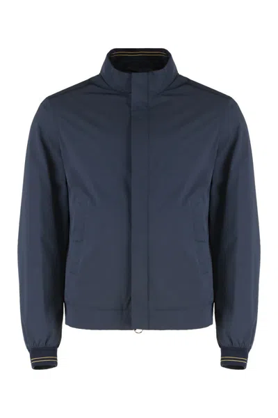 Paul & Shark Waterproof Jacket With High Collar And Pockets In Blue
