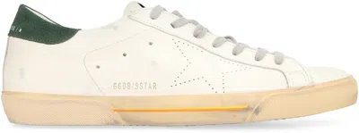 Golden Goose Super Star Leather Upper Toe And Tongue Suede Heel Sneakers Grey In White