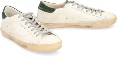 Golden Goose Super Star Leather Upper Toe And Tongue Suede Heel Sneakers Grey In White