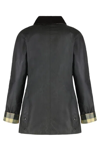 Barbour Beadnell Waxed Cotton Jacket In Black