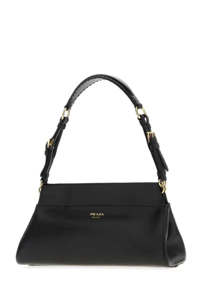 Prada Chic Top Handle Shoulder Bag With Gold Hardware In Black