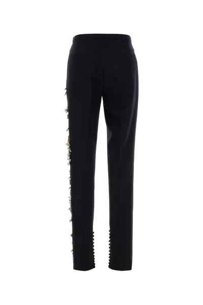 Dries Van Noten Pandoris Embellished Wool Skinny Pants In Black