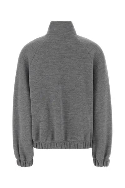 Max Mara Melange Grey Wool Blend Frine Oversize Sweatshirt In Gray
