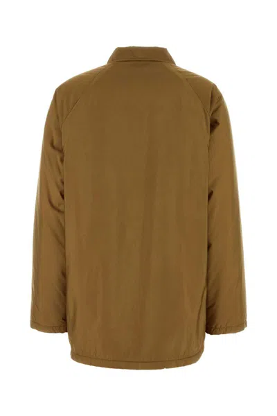 Prada Re-nylon Jacket Collared Neck In Brown