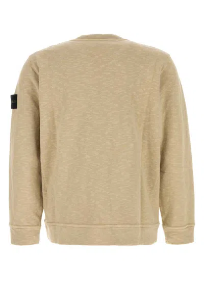 Stone Island Crew Neck Long Sleeve Sweatshirt With Ribbed Cuffs And Hem In Brown