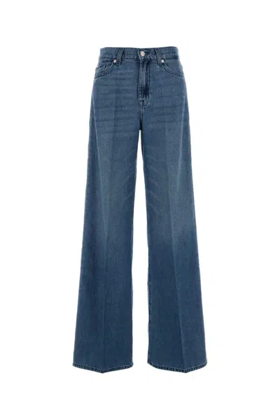 7 For All Mankind Wide-leg Jeans Featuring Belt Loops In Blue