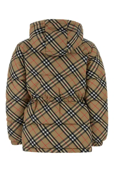 Burberry Padded Jacket With Embroidered Design And Hood In Multi