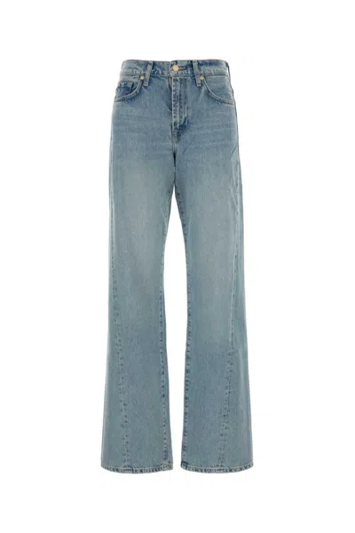 7 For All Mankind Wide-leg Faded Wash Denim Jeans In Blue