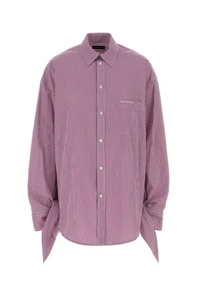 Balenciaga Striped Long Sleeve Top For Casual Wear In Pink