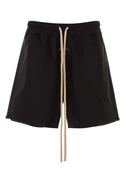 Fear Of God Drawstring Elastic Waistband Wool Shorts In Black