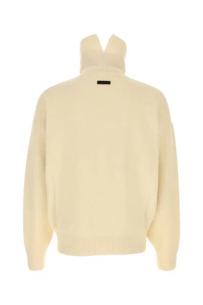 Fear Of God High Collar Ribbed Knit Sweater With Long Sleeves In Neutral