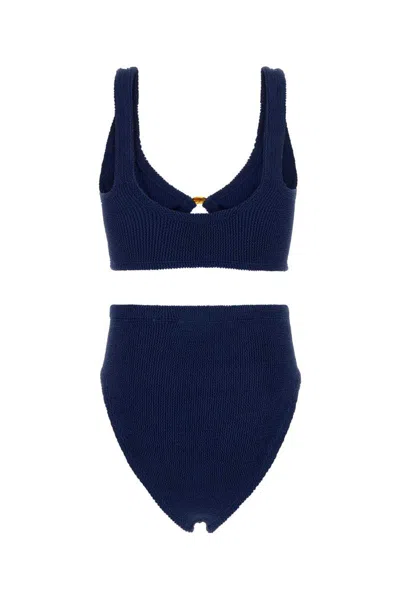 Hunza G High Waist Scoop Neck Cut-out Bikini In Blue