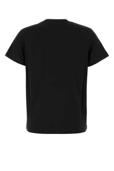 Moncler Black T-shirt With Embroidered Logo On The Front And Logo Patch On The Sleeve In Cotton Woma In Black