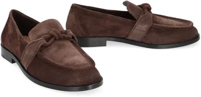Bottega Veneta Brown Suede Astaire Loafers In Brown