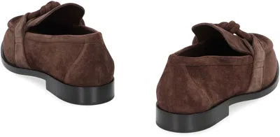 Bottega Veneta Brown Suede Astaire Loafers In Brown