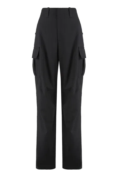 Bottega Veneta High Waist Cargo Trousers Featuring Pockets In Black