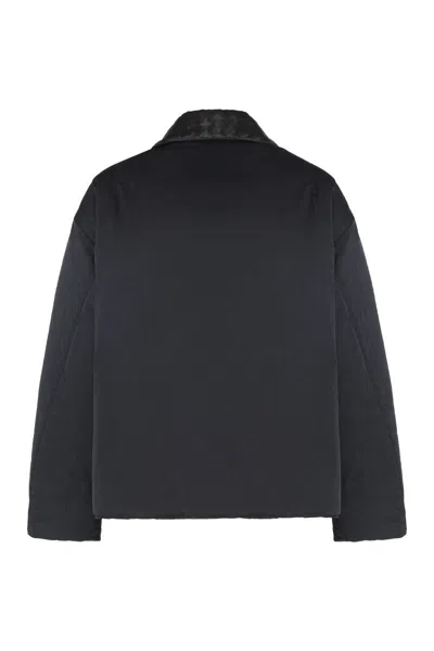 Bottega Veneta Intrecciato Leather-trimmed Shell Down Jacket In Black