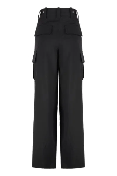 Bottega Veneta High Waist Cargo Trousers Featuring Pockets In Black