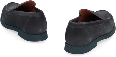 Doucal's Man Loafers Slate Blue Size 9 Leather In Blue