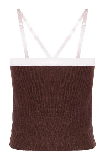 Prada Wool And Cachemire Top In Brown