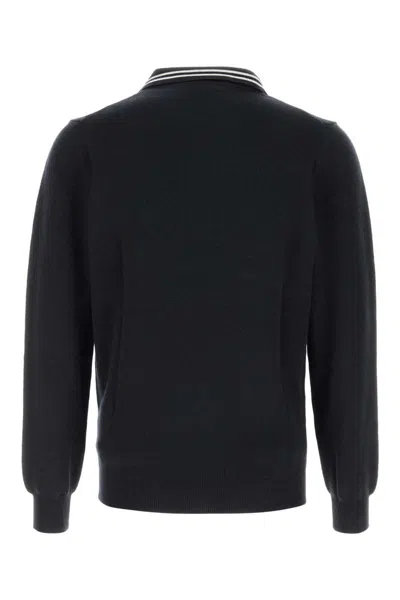 Autry Blue Knit Polo Shirt In Black
