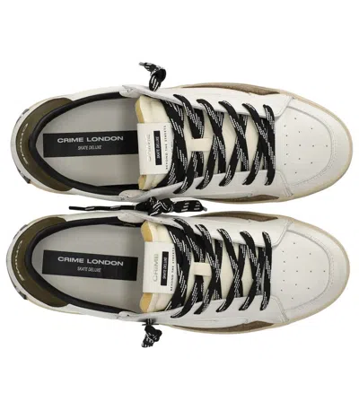 Crime London Sk8 Deluxe White Military Sneaker In White