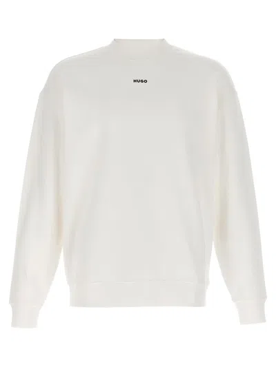 Hugo Boss Relaxed-fit Sweatshirt In Cotton Terry With Logo Print In White