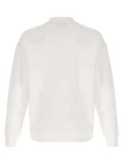 Hugo Boss Relaxed-fit Sweatshirt In Cotton Terry With Logo Print In White